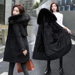 Women's Trench Coats 2023 Winter Jacket Women Parkas Warm Fur Neckline Coat Long Hooded Parka Jackets Female Lining Thick Office Outwear