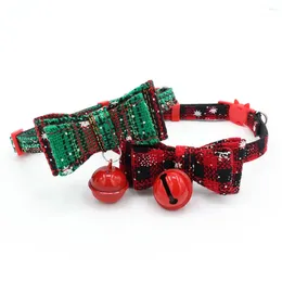 Dog Collars Christmas Collar With Bell Puppy Kitten Double Layer Bowknots Pet Adjustable For Xmas Gift