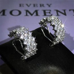 Choucong Unique Ear Cuff Sparkling Luxury Jewelry 925 Sterling Silver Pave White Sapphire CZ Diamond Olive Branch Earring Women We249a