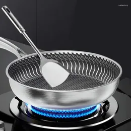 Pans Whole Body Tri-Ply Stainless Steel Frying Pan 316 Wok Double-sided Honeycomb Skillet Suitable For All Stove