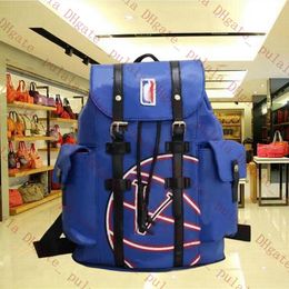 Designer Bag backpack Blue Leather Embossing Luggage Bookbag outdoor sports Backpack Man Women Handbags large capacity Basketball Travel backpack style