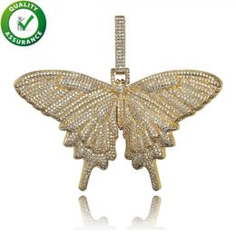 Iced Out Pendant Hip Hop Jewellery Luxury Designer Necklace Mens Gold Chain Pendants Bling Diamond Butterfly Charms Rapper Fashion A290u