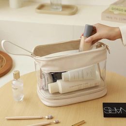 Cosmetic Bags Female Travel Capacity Makeup Storage Large Brush Bag Double For Toiletry Clear Women Layer Essential