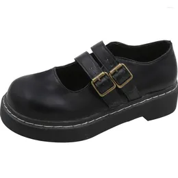 Dress Shoes Double Buckle Harajuku Anime Lolita Retro Jk College Cute Pu Leather Women's Round Female Cosplay Kawaii Shoe