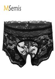 Women039s Panties Mens Gay Sexy Underwear Sissy Erotic Seethrough Lace Crotchless Briefs Tback Thong Underpants Lingerie Nigh5693824