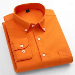 Men's Casual Shirts Classic Fit Fasion Cotton Long-sleeve Shirt For Men Single Pocket Slim Top Soft Oxford Solid Colour Office Clothes