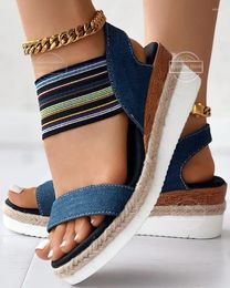 Sandals Women's Elastic Strap Espadrille Platform Wedge