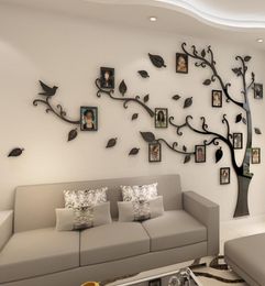 3D Acrylic Tree Po Frame Wall Stickers Crystal Mirror Stickers Paste On TV Background DIY Family Decor18784127