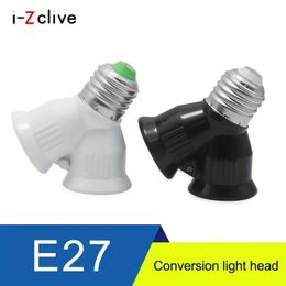 1 Pack, 2 In 1 Light Splitter, E27 LED Base Light Lamp Bulb Socket 1 To 2 Splitter Adapter, E27 Conversion Lamp Holder, E27 To 2 Heads, E27 Screw Lamp Holder.