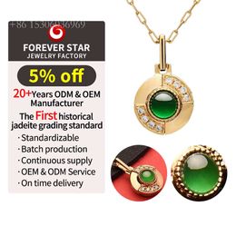 Wholesale Fashion Yellow Gold Diamond Jade Jadeite Round Shape Pendant Jewellery