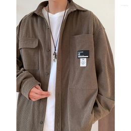 Men's Casual Shirts Premium Quality Shirt Spring Autumn Japan Style Solid Color Pockets Patchwork Loose Cozy Lapel Literary Simple Tops