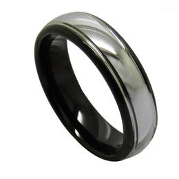 Vintage 6mm Width Black Rings for Men Tungsten Wedding Band Dome Band High Polished Silver Color Outside 6-131225K