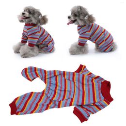 Dog Apparel Striped Pajamas Spring Autumn Winter Stylish Classic Soft Breathable 4 Legged Pet Bodysuit For Small Medium Dogs