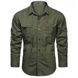 Men's Casual Shirts Retro Cargo Shirt Jacket Military Coats Male Social Dress Safari Style Men Tops Clothing Blouse Man