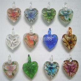 10pcs lot Multicolor Heart murano Lampwork Glass Pendants For DIY Craft Fashion Jewelry Gift PG012808