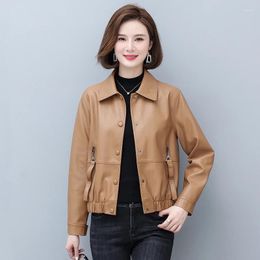Women's Leather Spring And Autumn Jackets Women Turn-Down Collar Clothing Outwear S-3XL Suede Coats Chaqueta Mujer