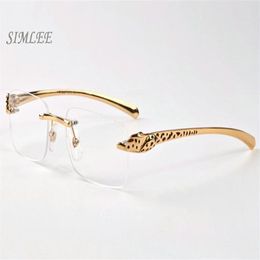 2018 vintage designer sunglasses for men women rimless buffalo horn glasses gold leopard frames cheap sunglasses womens eyeglasses337j
