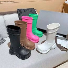 Designer Men Women Fashion Snow Boot Heel Boots Rain Rubber Winter Rainboot Platform Ankle Slip-on Half Pink Black Green Focalistic 2024 new