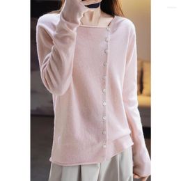 Women's Sweaters Design Sense Round Neck Knitted Cardigan Autumn/Winter Style Slim And Versatile Loose Long Sleeve Cashmere