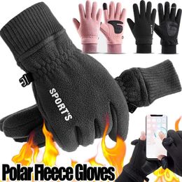 Cycling Gloves Winter Thickened Fleece Finger Flap Clickable Screen Glove Men Women Outdoors Skiing Motorcycle Sports Mittens