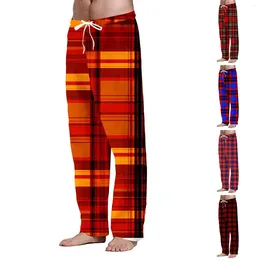 Men's Pants Fashion Casual Plaid Loose Sports Pajama Gift Boy Foam Band 13