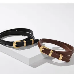 Belts Women's Luxury Belt Cowhide Retro Niche Horse Hoof Gold Buckle Thin Same Model For Versatile In The Mall