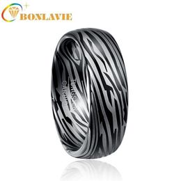 Wedding Rings BONLAVIE Size 7-12 Width 8mm Dome Damascus Tungsten Carbide Ring Gift For Women Men Jewelry T095R Quality298z