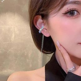 Backs Earrings Crystal Tassel Non-Piercing Cuff Ear Clip Earring For Women Shiny Rhinestone Chain Fake Cartilage Piercing Jewellery I0G1