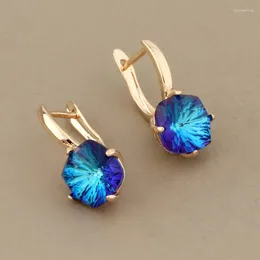 Dangle Earrings Trend Korean Elegant Colorful Square Crystal Gold Color Drop For Women Jewelry 2023