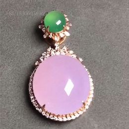 Factory Wholesale Jade Fine Jewellery Gold Natural Icy Species Mauve Jadeite Charm Pendant For Women
