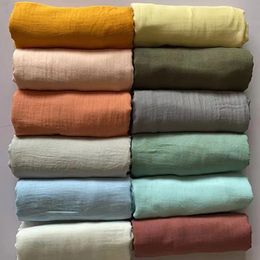 Baby Bamboo Cotton Muslin Blanket Solid Colour Wrap Swaddle Sleeping Bag born Wraps Bath Towel Infant Bedding Sleep Cover 231222