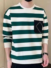 Men's Hoodies 2023 Spring Men Youth Sweatshirts Stripe Long Sleeve Tops Casual Fashion Sweatshirt Mens Loose O-Neck Pullover M-3Xl