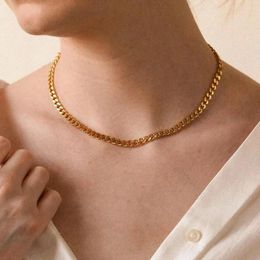 Chains Women's Necklace Polished Cuban Necklaces Gold Silvery Color Personalized Jewelry Accessories Valentine's Day Gifts
