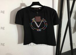 black 2022ss COTTON SHORT SLEEVE T SHIRTs WITH Colour SEQUINED EMBROIDERY 2022 brand designer tshirts Full body diamond short8502853