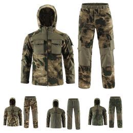 Outdoor Hoody Polar Fleece Anzug Jacke Hose Set Jagd Aufnahme Airsoft Gear Bekleidung Taktische Camo-Mantelkampfkleidung Tarnung NO05-239