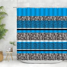 Shower Curtains Leopard Zebra Pattern Curtain Set Bohe Floral Blue White Black Striped Fabric Rustic Bathroom Decor Washable Bath