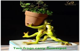 Everyday Collection Home Decor Mini Flower Pot Fairy Garden Animal Frog succulent pot Outdoor Decoration Clay Flowerpot Y2007234711630