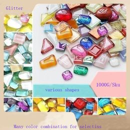 1000G Various DIY Mosaic Crystal Glass tiles Colourful Glitter stone Handcraft for creative artist princess mirror birthday gift 231222