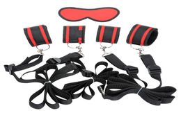 Top Quality BDSM Sex Bondage Slave Gear Bed Restraint Belt Handcuffs Leg Cuffs Eye Mask Slave Fetish Bondage Erotic Sex Toys For S2930006