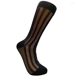 Men's Socks Tube Business Men Stockings Sheer Wide Striped Patterned Exotic Formal Wear Sexy TNT