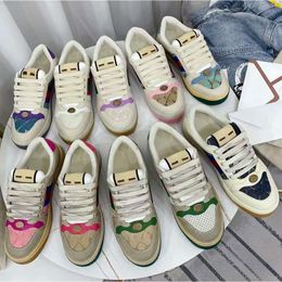 10A High Quality small dirty shoes Designer Casual shoe Screener Sneakers board Men Women Sneaker Classic Blue Pink Crystal Stripe Low Top Real Leather Shoes