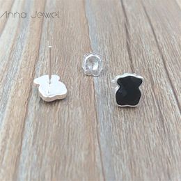 Bear jewelry making kits 925 sterling silver earrings for women Black cute bears Charms woman studs sets teen girl wedding party E3307