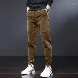 Men's Pants Autumn/Winter Casual Corduroy Cargo Korean Fashion Small Feet Slim Straight Trousers Male Sweatpants