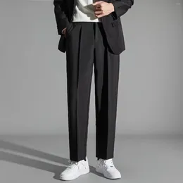 Men's Suits 4XL Oversize Suit Pants Men Fit Back Waist Elastic Trousers Husband Elegant Business Single Wrinkle Casual