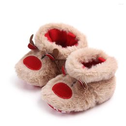 First Walkers Christmas Reindeer Baby Shoes Boy Girl Booties Winter Warm Cartoon Animal Toddler Prewalkers Cotton Soft Infant Born Crib