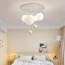 Chandeliers 3D Moon Bubble Ball LED Children's Room Lights Simple Modern Little Boy Girl Bedroom Living Nursery Chandelier