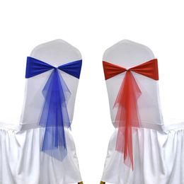 1050pcs Stretch Spandex Chair Bow Knot Bands With Organza Ribbon Tie For Banquet Party Wedding Elastic Sashes 231222