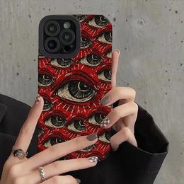 Spooky Scary Red Eye Pattern Soft Phone Case For iPhone 15 14 12 11 13 Pro Max 14Plus 12 13 7 8 Plus X XS Max XR Back Cover 100pcs