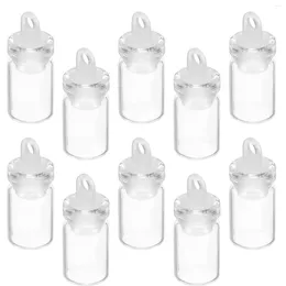 Vases 10 Pcs Pendant Wishing Bottle Jars With Lids Little Tiny Mini Glass Bottles Plastic Small Plug