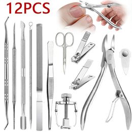 12Pcsset Professional Pedicure Tools Ingrown Toenail Kit Nail Care Removal Correction Clippers Foot 231222